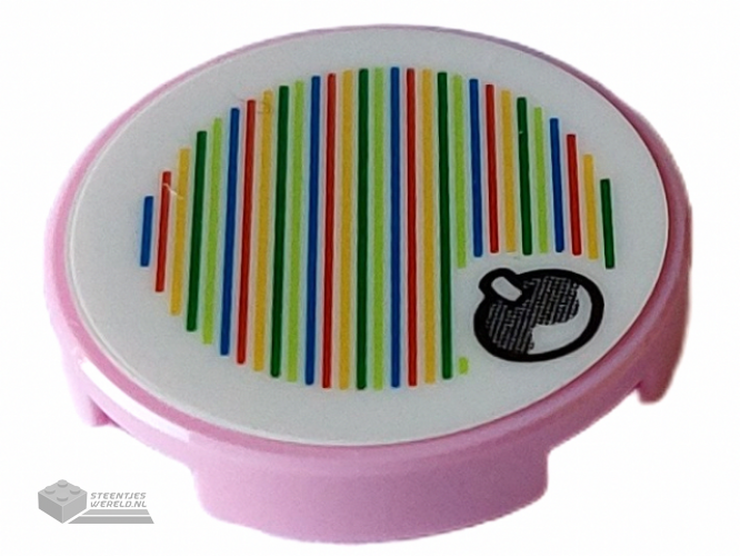 14769pb550 – Tile, Round 2 x 2 with Bottom Stud Holder with Super Mario Scanner Code Fruit Pattern (Sticker) – Sets 71408 / 71440