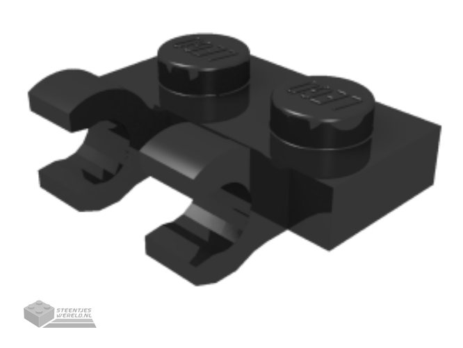 60470b – Plaat, aangepast 1 x 2 met 2 Open O Clips (Horizontal Grip)