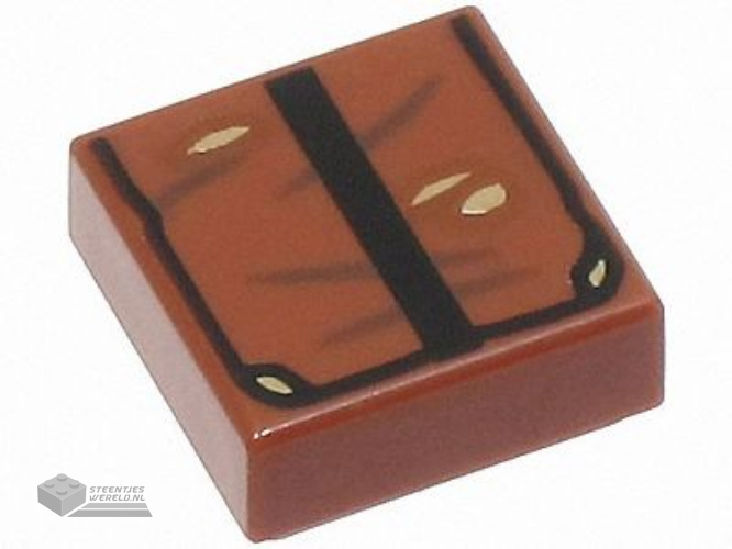 3070pb343 – Tile 1 x 1 with Book with Black Strap and Dark Brown and Dark Tan Scratches and Marks Pattern (Indiana Jones Grail Diary)