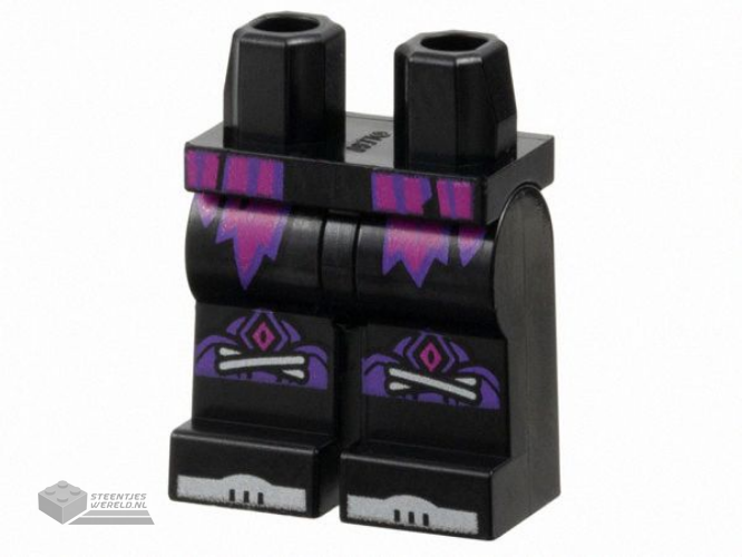 970c00pb1661 – Hips and Legs with Magenta and Dark Purple Tattered Robe Ends, Knee Pads with Strings, Silver Shoe Tips Pattern
