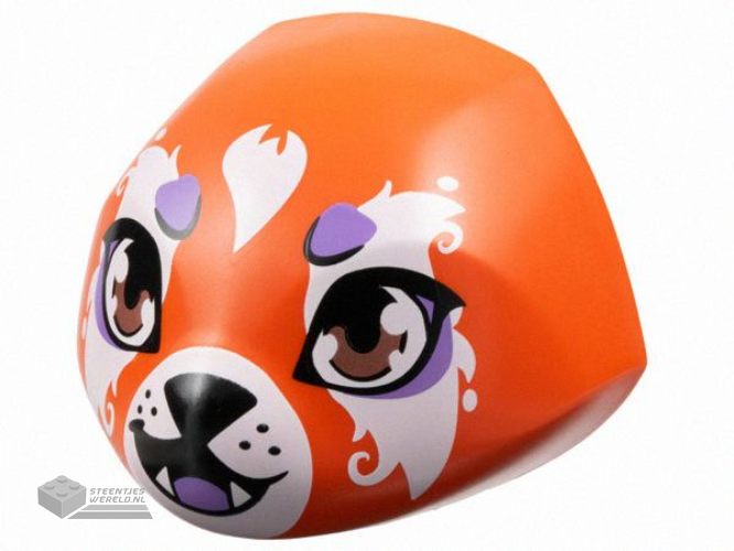 5722pb01 – Creature Head Large Smooth with 6 Studs and Axle Holder on Back with Medium Nougat Eyes, White Muzzle and Fur, Black Nose, Medium Lavender Tongue, Spots, and Eye Shadow Pattern