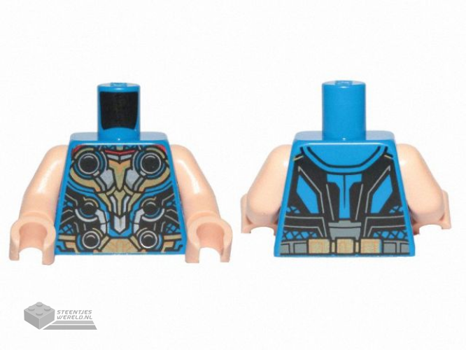 973pb4682c01 – Torso Armor with Black Panels and 6 Circles, Red, Gold and Silver Trim Pattern / Light Nougat Arms / Light Nougat Hands