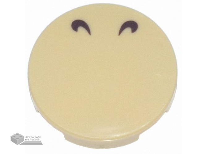 14769pb627 – Tile, Round 2 x 2 with Bottom Stud Holder with 2 Dark Brown Curved Lines Pattern (Super Mario Nostrils)