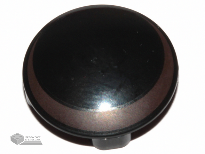 2654pb015 – Plate, Round 2 x 2 with Rounded Bottom (Boat Stud) with Dark Tan Crescent Pattern
