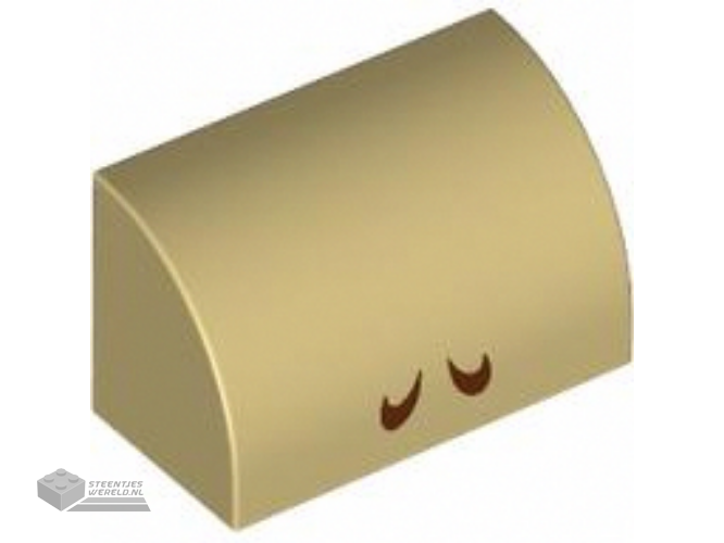 37352pb030 – Slope, Curved 1 x 2 with Bottom Stud Holder with 2 Reddish Brown Curved Lines Pattern (Super Mario Cranky Kong / Diddy Kong / Dixie Kong Nostrils)
