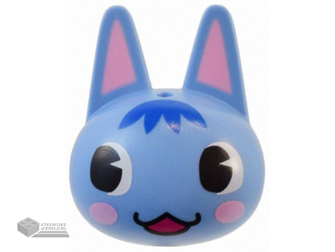 105200pb01 – Minifigure, Head, Modified Cat with Pointed Ears with Molded Bright Pink Auricles and Printed Black Eyes, Blue Fur, Bright Pink Cheeks, and Magenta Mouth Pattern