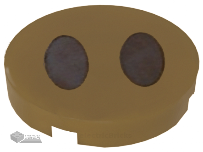 14769pb108 – Tile, Round 2 x 2 with Bottom Stud Holder with Dark Brown Ovals Pattern