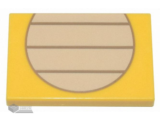 26603pb143 – Tile 2 x 3 with Tan Partial Circle with Dark Tan Lines Pattern (Super Mario Larry / Ludwig Stomach)
