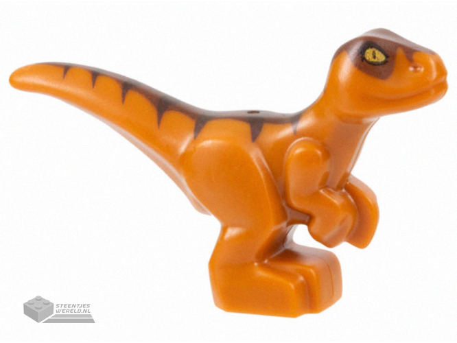 37829pb01 – Dinosaur Baby Standing with Reddish Brown Back, Dark Brown Stripes, and Yellow Eyes Pattern