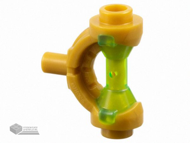 5330pb02 – Minifigure, Weapon Hilt with Curved Guard and Bar with Molded Trans-Bright Green Hourglass Handle Pattern