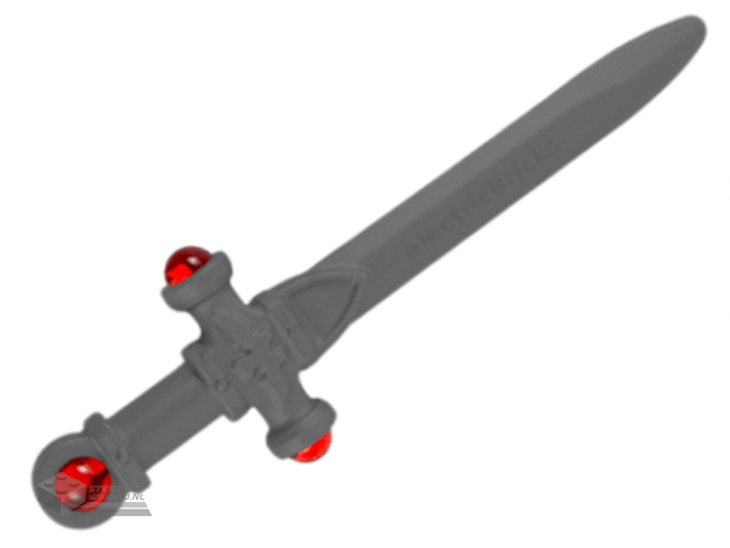 68503pb01 – Minifigure, Weapon Sword, Ornate with Trans-Red Jewels on Crossguard and Pommel Pattern (Sword of Gryffindor)