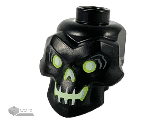 43693pb03 - Minifigure, Head, Modified Skull with Yellowish Green Eyes, Nose and Mouth Pattern