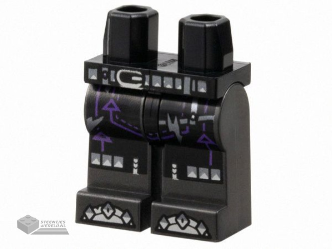 970c77pb17 – Hips and Pearl Dark Gray Legs with Silver and Dark Silver Belt, Knee Pads and Shoe Tips, Dark Purple Trim with Arrows and Stitching Pattern