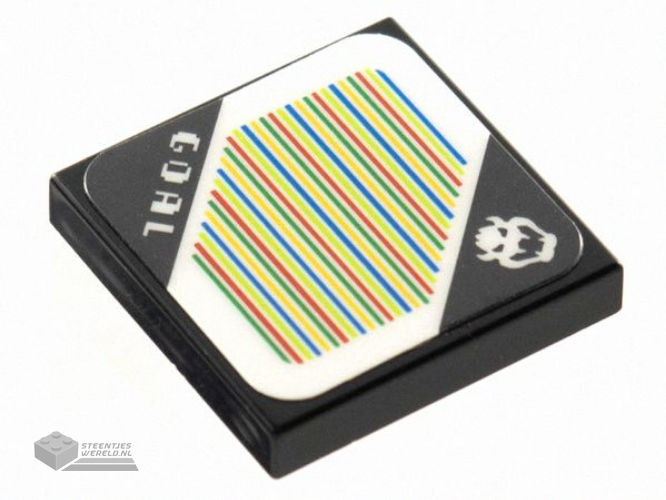 3068pb1379 – Tile 2 x 2 with Super Mario Scanner Code Bowser Head and 'GOAL' Pattern (Sticker) – Sets 71360 / 71387 / 71403 / 71439 / 71440 / 71441
