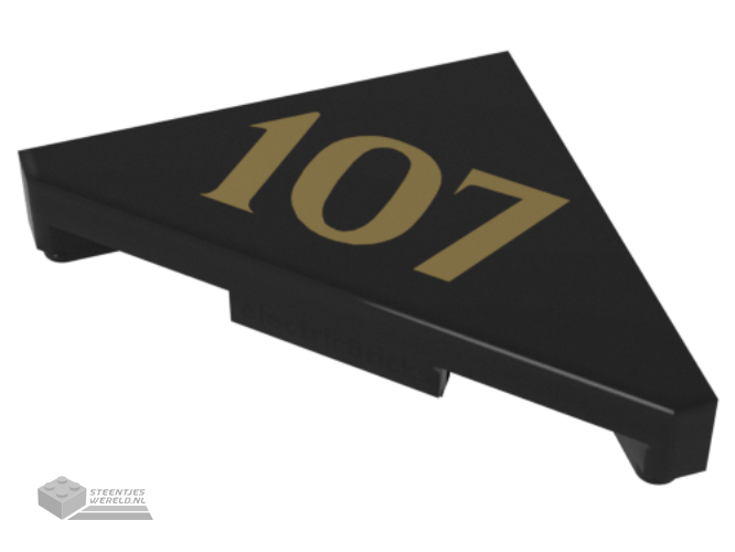 35787pb004 – Tile, Modified 2 x 2 Triangular with Gold '107' Pattern