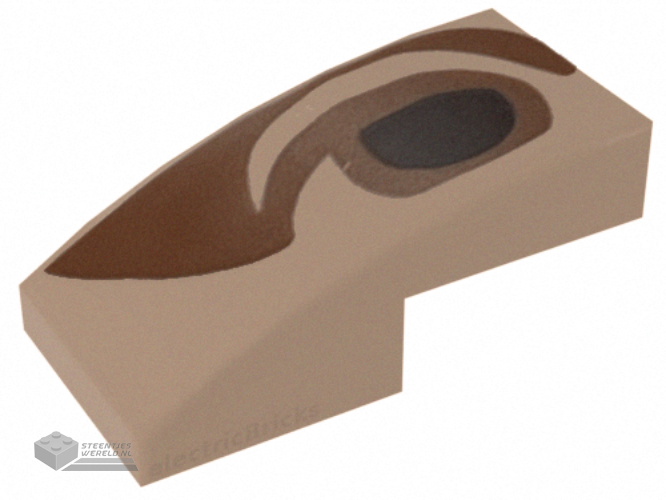 11477pb200 - Slope, Curved 2 x 1 x 2/3 with Reddish Brown Right Eye with Medium Nougat Eyelid and Shadow Pattern (Mona Lisa)