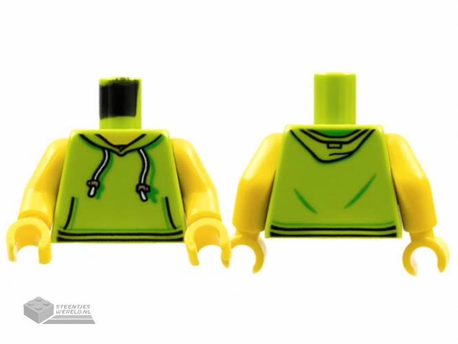 973pb2735c01 - Torso Hoodie met White Drawstrings, Silver Adjusters en Kangaroo Pockets Pattern / Yellow Arms / Yellow Hands