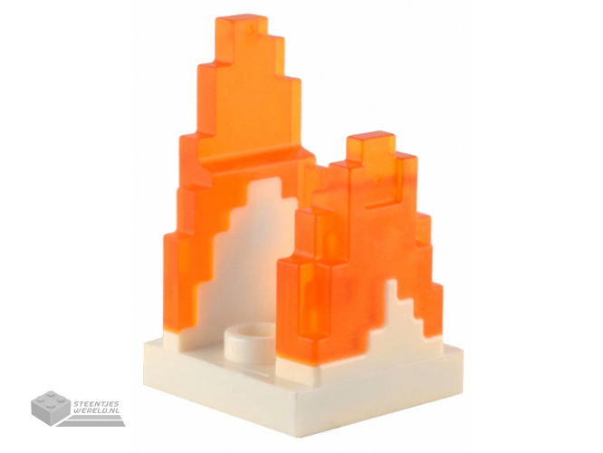 41685pb01 - Wave Pixelated (Flame) on Plate 2 x 2 with 2 Studs in Center with Molded Trans-Orange Fire Pattern