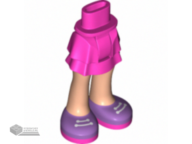 92250c00pb22 – Mini Doll Hips and Skirt Layered, Light Nougat Legs and Medium Lavender Shoes with White Laces and Dark Pink Soles Pattern – Thick Hinge