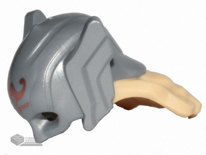 90831pb01 - Minifigure, Hair Combo, Hat with Hair, Tan Long Wavy with Helmet with Wings on Sides and Copper Insignia Pattern
