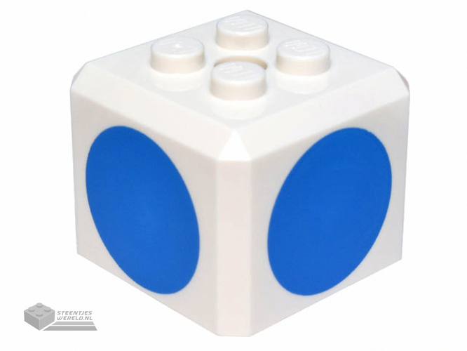 66855pb04 – Brick, Modified Cube, 4 Studs on Top with Blue Circle Pattern on All Sides (Super Mario Blue Toad Cap)