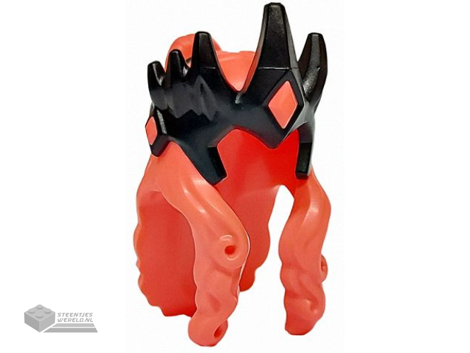105039pb01 - Minifigure, Hair Long Wavy with Bun with Molded Black Crown, Band and Wings Pattern