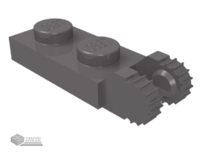 44302b – Scharnier Plaat 1 x 2 Locking met 2 Fingers op uiteindes en 9 Teeth zonder onderkant groef