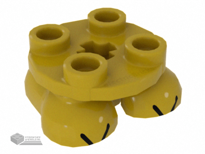 66858pb01 - Legs with Plate Round 2 x 2 and Axle Hole - 2 Feet with Black Lines Pattern (Super Mario Buzzy Beetle / Spiny)