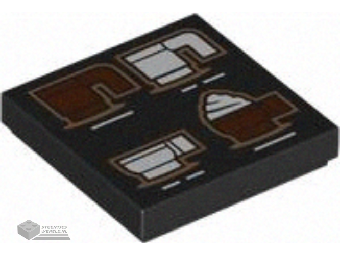 3068pb2263 – Tile 2 x 2 with 4 Reddish Brown and White Coffee Cups Pattern
