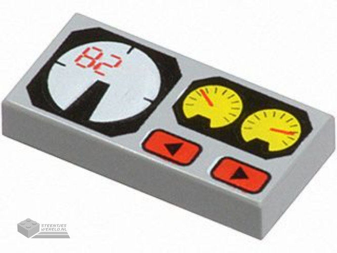 3069px19 – Tile 1 x 2 with Red 82, Yellow and White Gauges Pattern