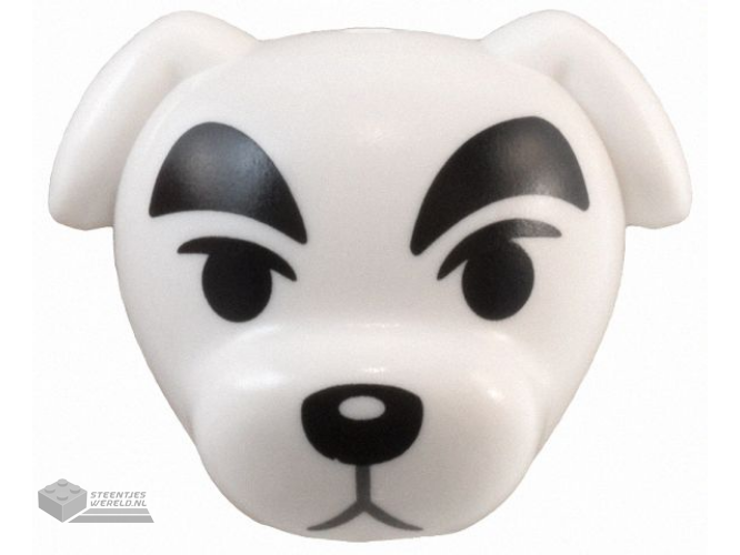 107180pb01 – Minifigure, Head, Modified Dog (Terrier) with Thick Black Eyebrows, Eyes and Nose, and Dark Bluish Gray Mouth Pattern