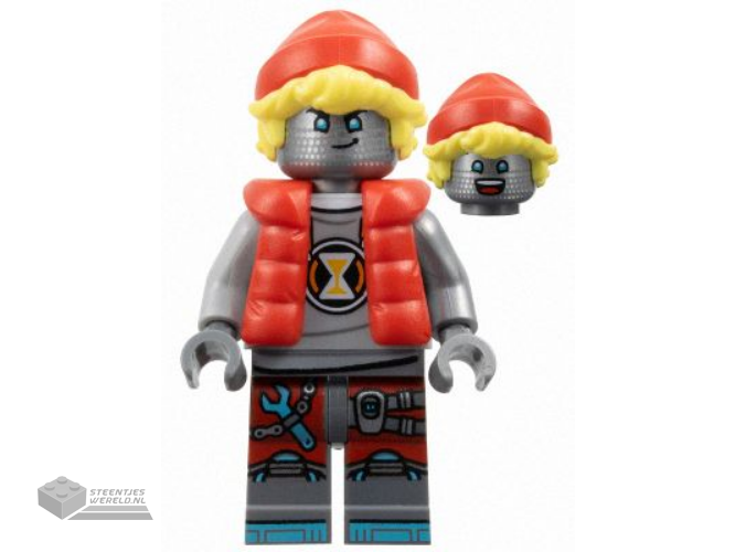 drm050 - Cooper - Robot with Red Cap and Puffer Vest, Clip on Back