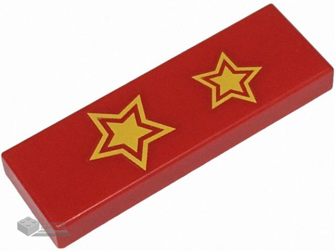 63864pb241 – Tile 1 x 3 with 2 Yellow Stars Pattern (Super Mario Diddy Kong Shirt Bottom)