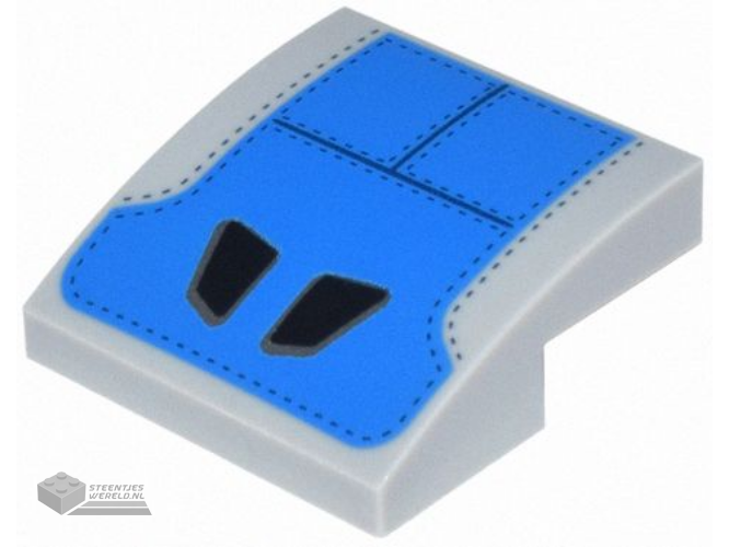 15068pb464 – Slope, Curved 2 x 2 x 2/3 with Black Headrest Shapes on Blue Seat Panels with Stitching Pattern