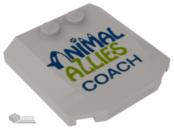 45677pb096 – Wedge 4 x 4 x 2/3 Triple Curved with Dark Azure / Lime ‘ANIMAL ALLIES COACH’ Pattern – Set 45802