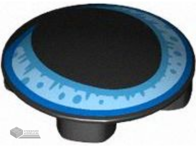 2654pb025 – Plate, Round 2 x 2 with Rounded Bottom (Boat Stud) with Cat Eye with Large Pupil and Bright Light Blue, Medium Azure and Blue Iris Pattern