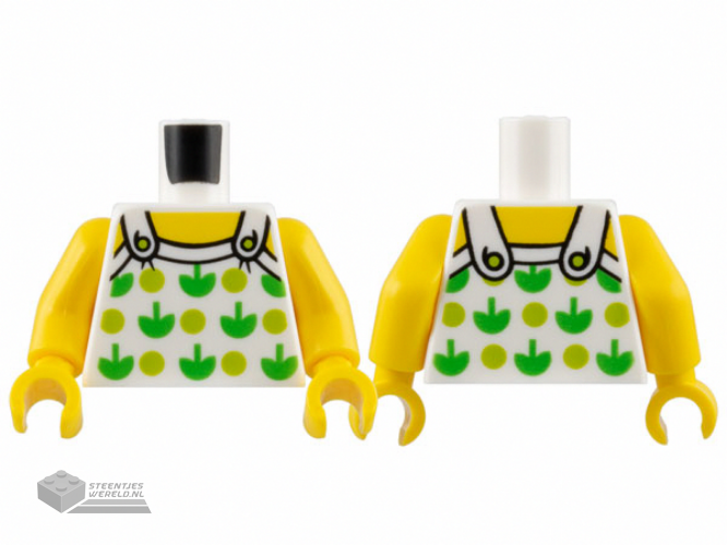 973pb2732c01 - Torso Halter Top with Green Apples and Lime Spots and Back Print Pattern / Yellow Arms / Yellow Hands