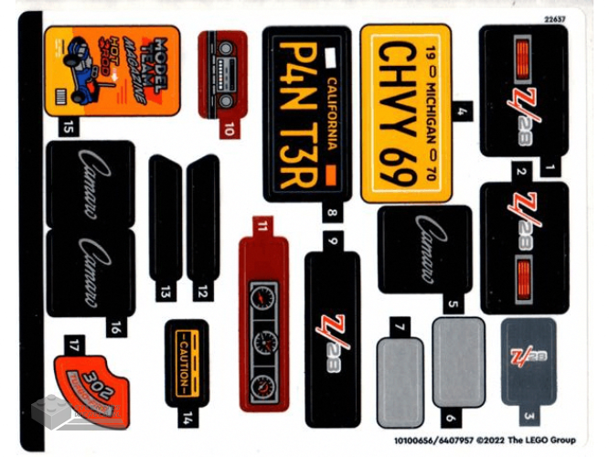 10304stk01 – Sticker Sheet for Set 10304 – (10100656/6407957)