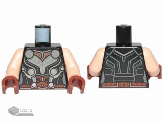 973pb4684c01 - Torso Female Armor with Silver Circles Pattern (Mighty Thor) / Light Nougat Arms / Reddish Brown Hands