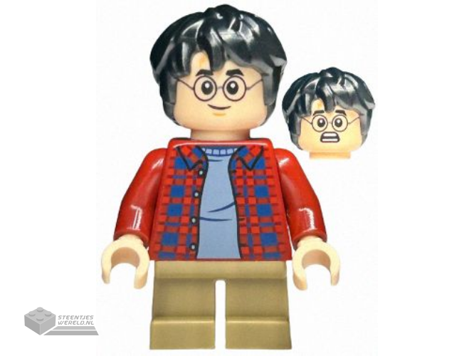 hp481 – Harry Potter – Dark Red Plaid Flannel Shirt, Dark Tan Short Legs