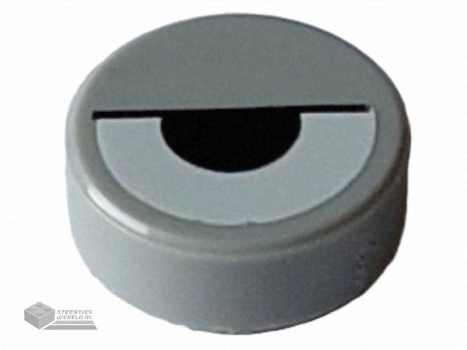 98138pb388 – Tile, Round 1 x 1 with White Eye Partially Closed with Black Half Circle Pupil and Line Pattern