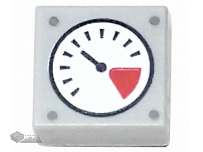 3070pb180 – Tile 1 x 1 with White and Red Gauge, Black Thin Needle, and Rivets Pattern
