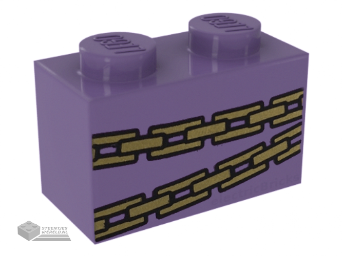 3004pb237 - Brick 1 x 2 with Gold Chains Pattern (BrickHeadz Belle Bottom Abdomen)