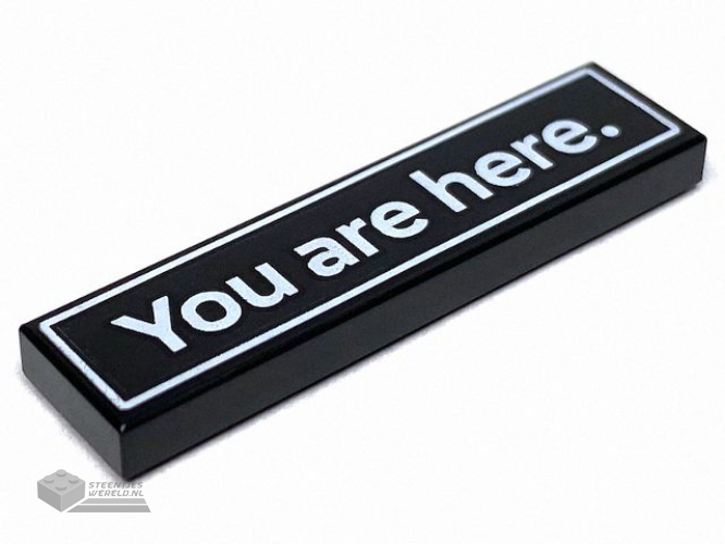 2431pb873 – Tile 1 x 4 with White ‘You are here.’ and Border Pattern