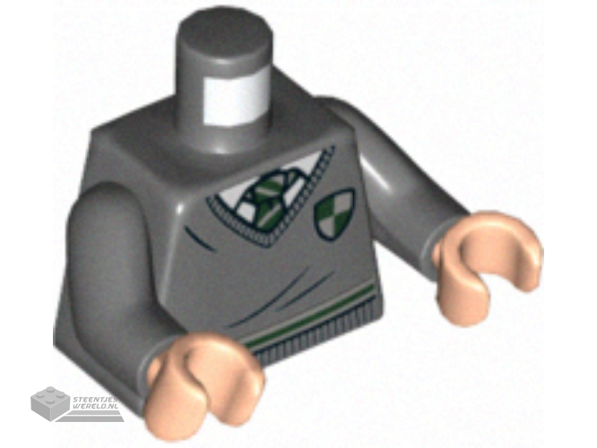 973pb4123c01 - Torso Harry Potter Sweater and Tie, Slytherin Shield and Stripe Pattern / Dark Bluish Gray Arms / Light Nougat Hands