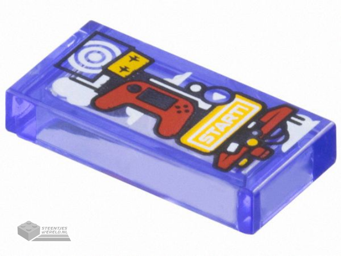 3069pb1268 – Tile 1 x 2 with Game System Tower with Red Controller, White Target and ‘START!’ Pattern