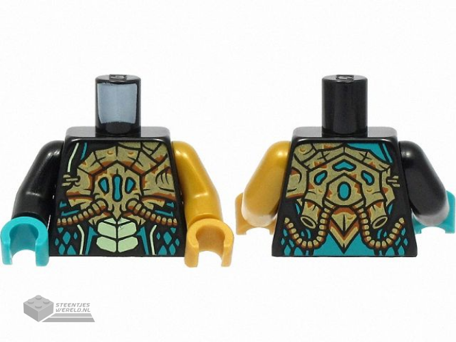973pb4346c01 - Torso Gold Breathing Apparatus, Yellowish Green Scales Pattern / Pearl Gold Arm Left / Black Arm Right / Pearl Gold Hand Left / Dark Turquoise Hand Right