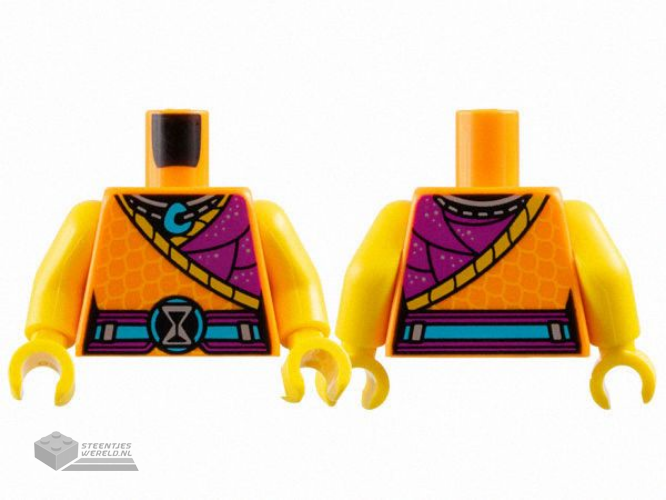 973pb5745c01 - Torso Tunic, Bright Light Orange Scales, Magenta Panel with Silver Dots, Necklace and Hourglass, Medium Azure Pendant and Belt Pattern / Yellow Arms / Yellow Hands