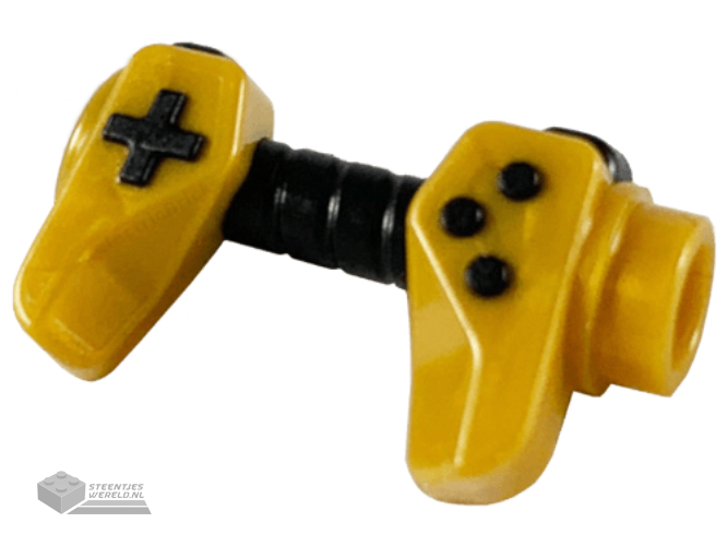 65080pb02 - Minifigure, Utensil Game Controller, Holes on Sides for Bar with Black Buttons and Center Handle Pattern