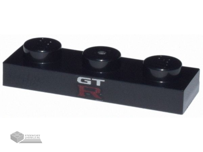 3623pb024 – Plate 1 x 3 with White ‘GT’ and Red Capital Letter R Pattern